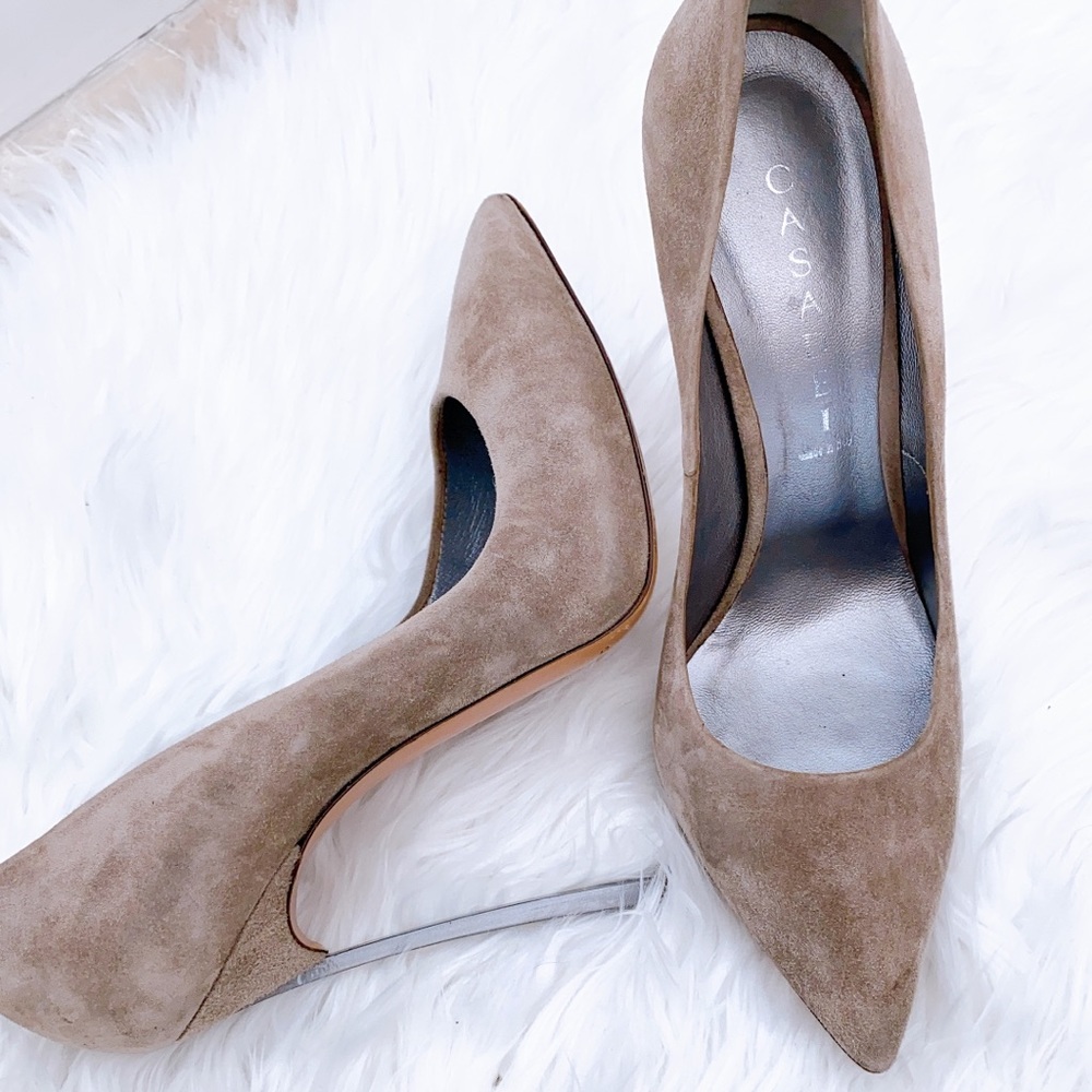 Casadei Blade 105mm suede pumps